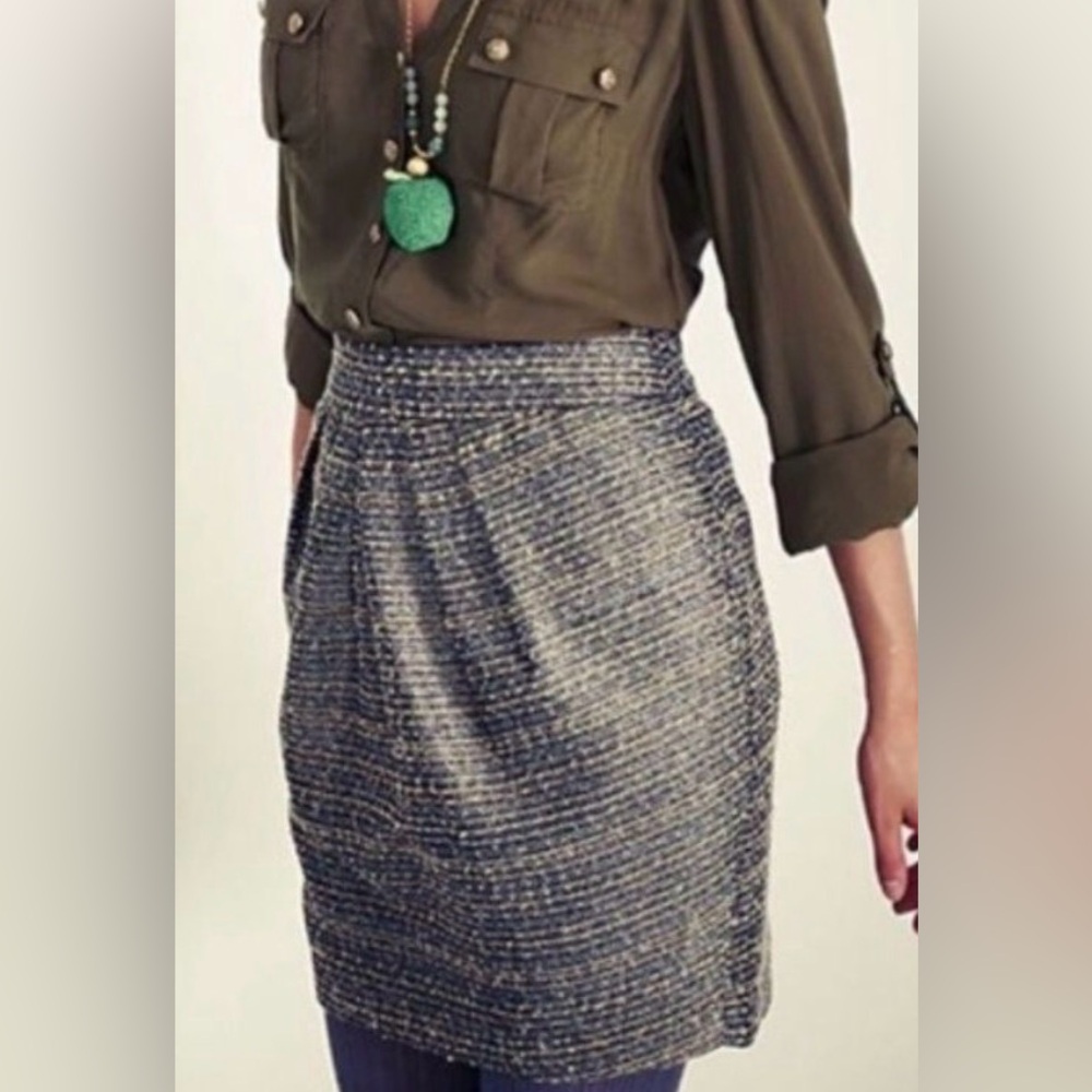 NWT Anthropologie Tabitha Avant Tweed Metallic Mini Skirt